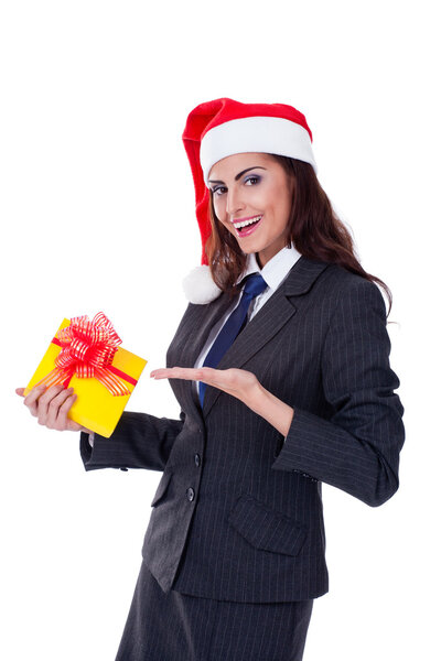 Businesswoman wearing a santa's hat