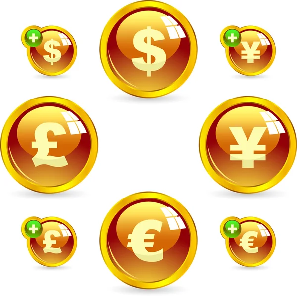 Dólar vetorial, euro, ienes e libra sinais . —  Vetores de Stock