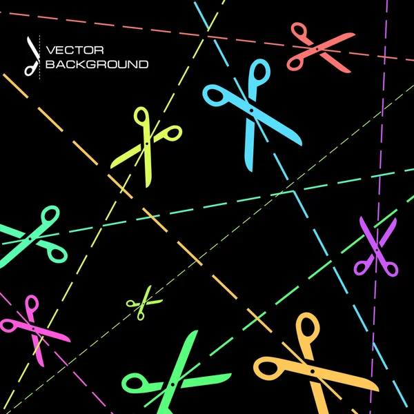 Vector scissors with cut lines — Stock Vector