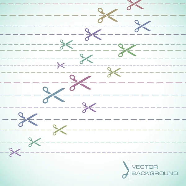 Tijeras vectoriales con líneas de corte — Vector de stock