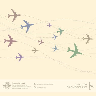 Abstract background with airplane lines. clipart