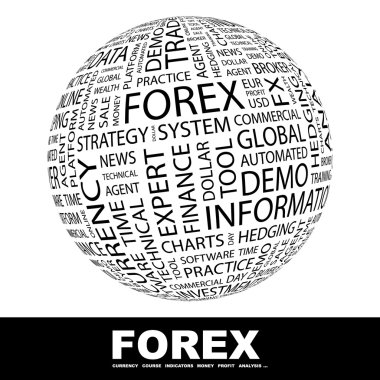 FOREX. Globe with different association terms. clipart