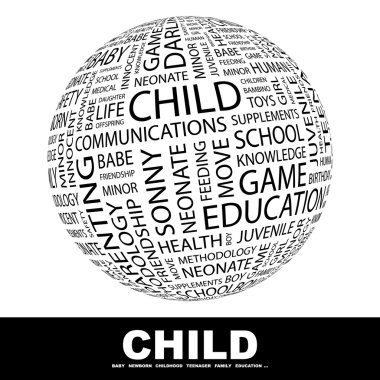 CHILD. Globe with different association terms. clipart