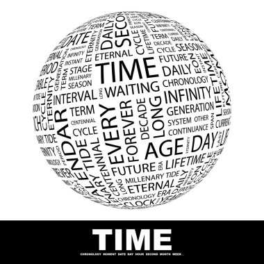 TIME. Globe with different association terms. clipart