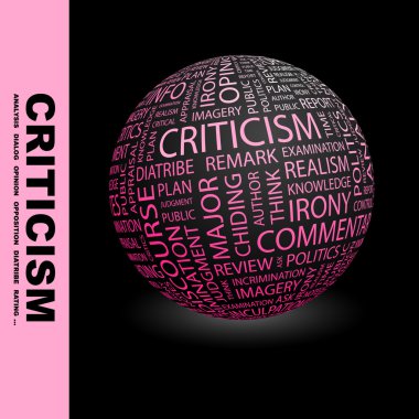 CRITICISM. Globe with different association terms. clipart