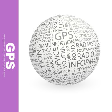 GPS. Globe with different association terms. clipart