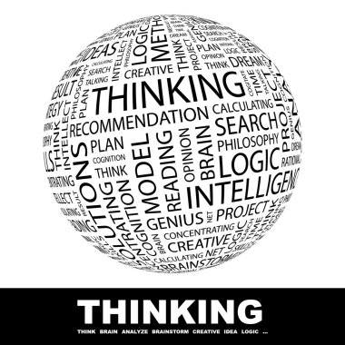 THINKING. Globe with different association terms. clipart