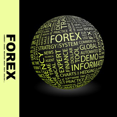 FOREX. Globe with different association terms. clipart