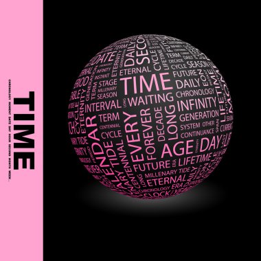TIME. Globe with different association terms. clipart