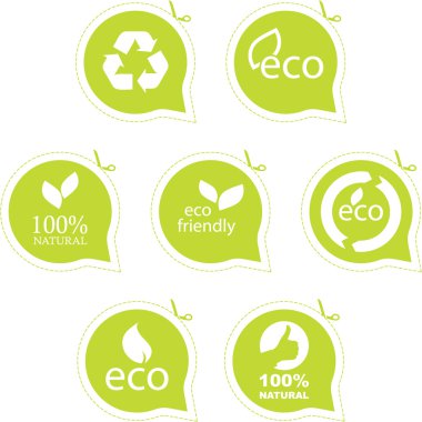 Set of eco friendly, natural and organic labels. clipart