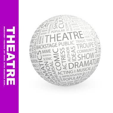 THEATRE. Globe with different association terms. clipart