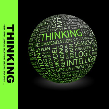 THINKING. Globe with different association terms. clipart