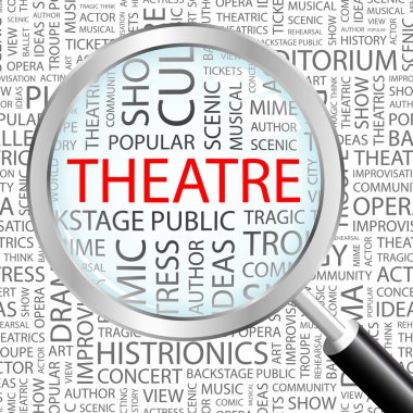 THEATRE. Magnifying glass over seamless background clipart