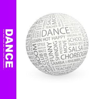 DANCE. Globe with different association terms. clipart