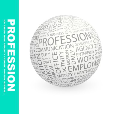 PROFESSION. Globe with different association terms. clipart