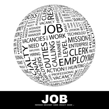 JOB. Globe with different association terms. clipart