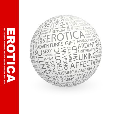 EROTICA. Globe with different association terms. clipart
