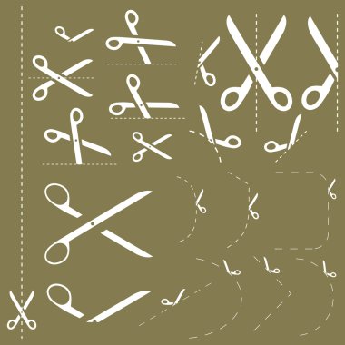 Vector scissors with cut lines clipart