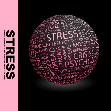 STRESS. Globe with different association terms. clipart