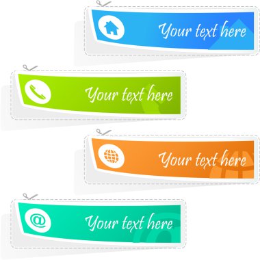 Home, phone, internet and email. Sticker set for design. clipart