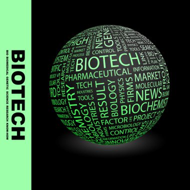 BIOTECH. Globe with different association terms. clipart