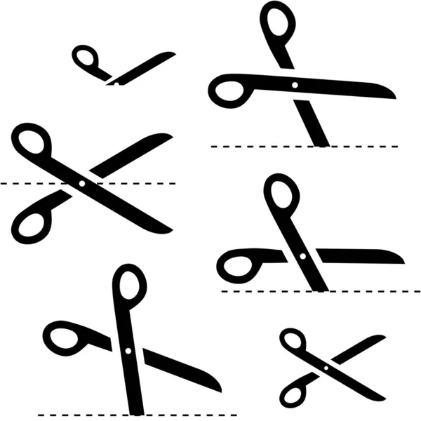 Tijeras vectoriales con líneas de corte — Vector de stock