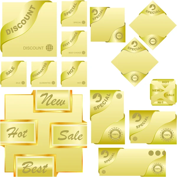Set von goldenen Eckbändern zum Verkauf — Stockvektor