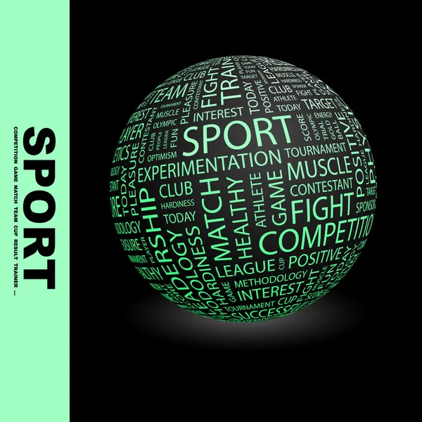 Sport. Globus mit unterschiedlichen Assoziationsbedingungen. — Stockvektor