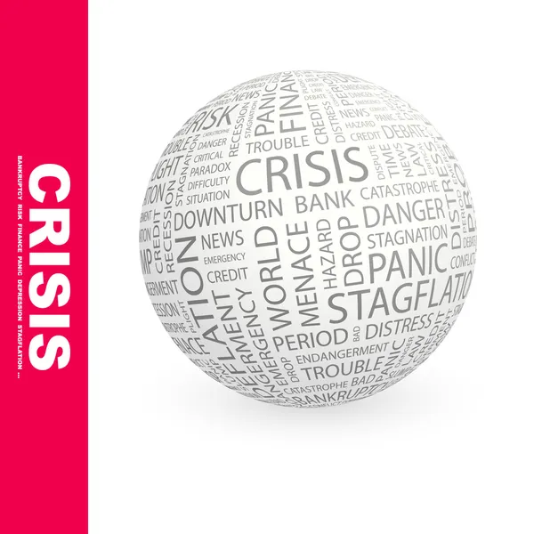 Kryzys. Globus z Stowarzyszenie różnych warunków. — Wektor stockowy