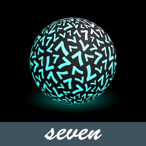 SEVEN. Globe with number mix. — Stock Vector