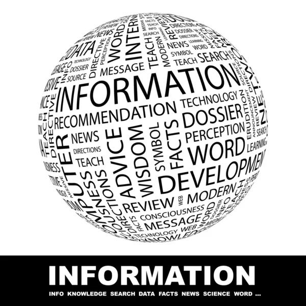 Informatie. wereldbol met verschillende vereniging voorwaarden. — Stockvector