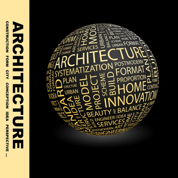 ARCHITECTURE. Globe avec différents termes d'association . — Image vectorielle