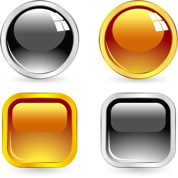 Schwarz-goldene Web-Buttons für Design — Stockvektor