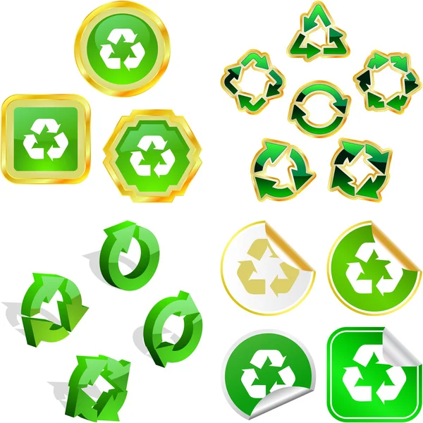 Simbolul reciclării. Mare colecție . — Vector de stoc
