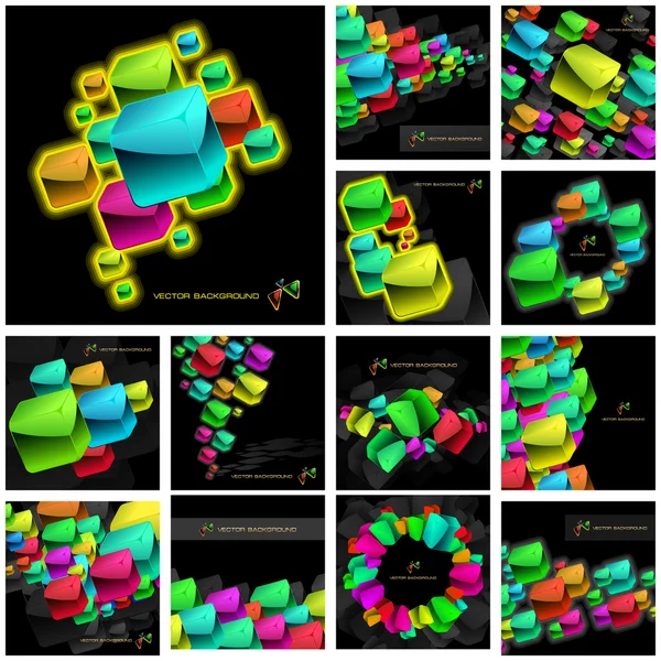 Fond abstrait avec des boîtes colorées — Image vectorielle
