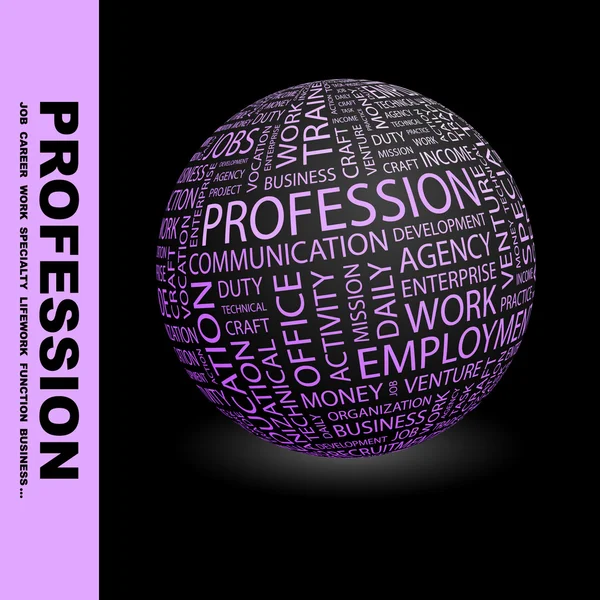 PROFESSION. Globe avec différents termes d'association . — Image vectorielle