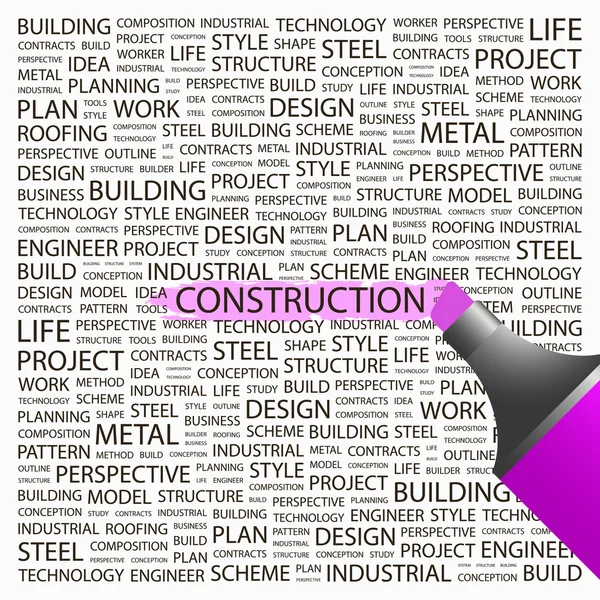 CONSTRUCTION. Mettre en évidence sur fond avec différents termes d'association . — Image vectorielle