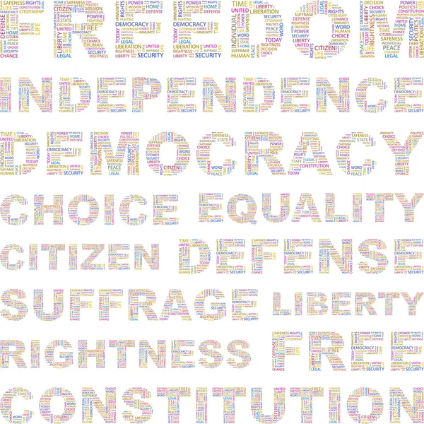 Ελευθερία. λέξη κολάζ σε άσπρο φόντο. — Διανυσματικό Αρχείο
