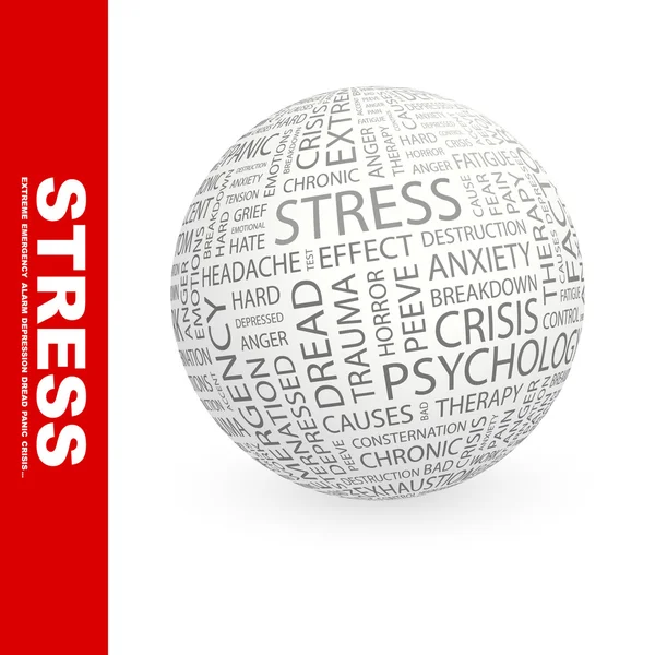 STRESS. Globe with different association terms. — Stock Vector