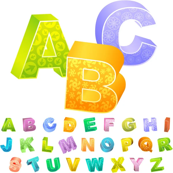 3D alfabetet. Vector insamling. — Stock vektor