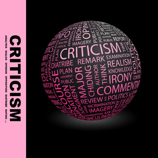 CRITICISM. Глобус з різними термінами асоціації . — стоковий вектор