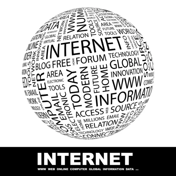 INTERNET. Globe with different association terms. — Stockvector