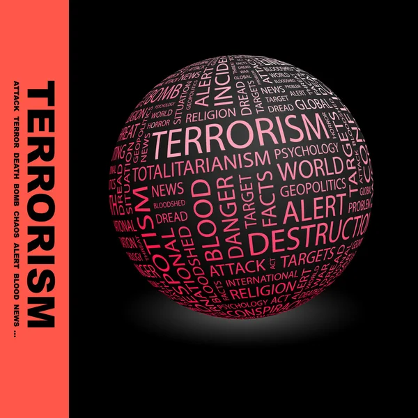 TERRORISM. Globe with different association terms. — Stock Vector