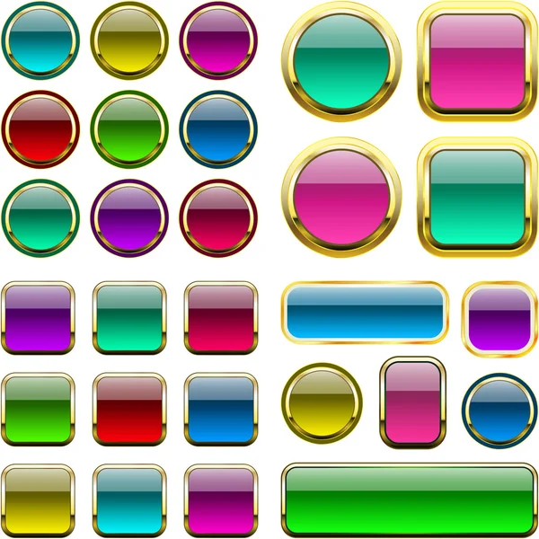 Juego de botones varicolores. Elementos web para el diseño — Archivo Imágenes Vectoriales