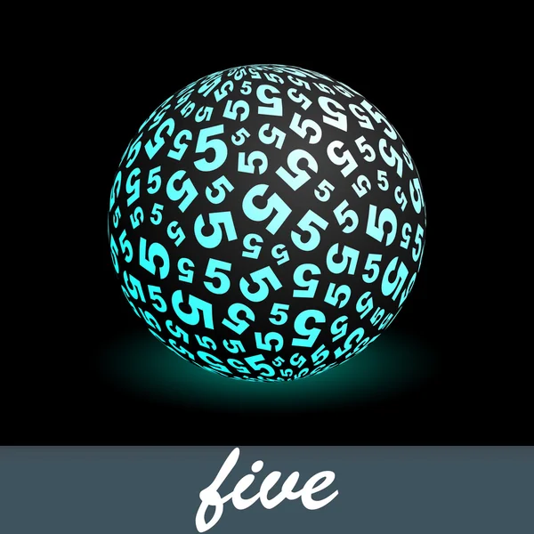П'ять. глобус з числовим міксом . — стоковий вектор