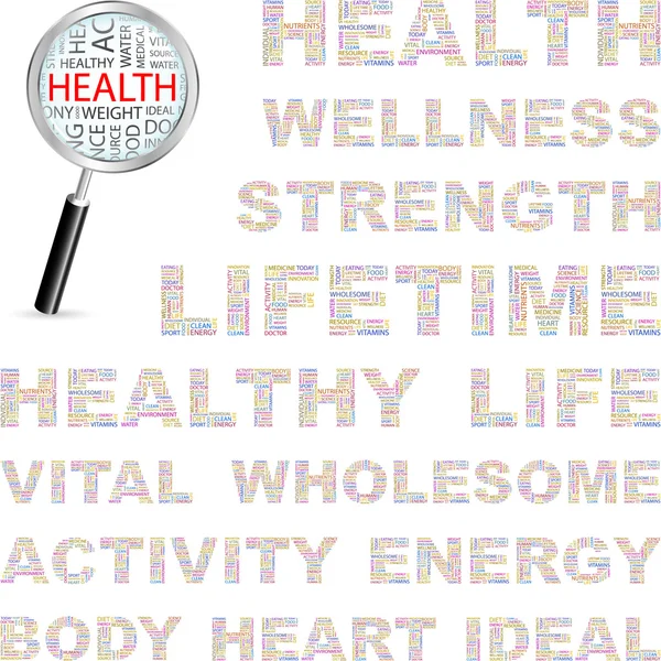 Hälsa. ordet collage på vit bakgrund. vektor illustration. — Stock vektor