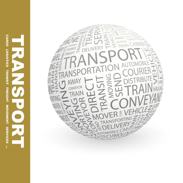 Les transports. Globe avec différents termes d'association . — Image vectorielle
