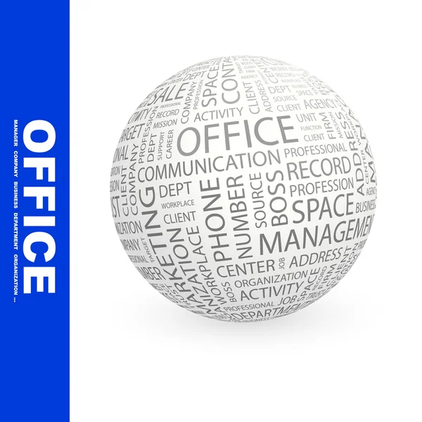 OFFICE. Globe with different association terms. — Stock Vector