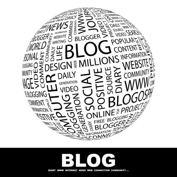 Blog. dünyanın farklı ilişkilendirme terimleri. — Stok Vektör