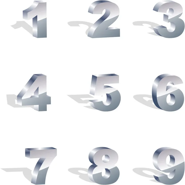Number icon set. Metal collection. — Stock Vector